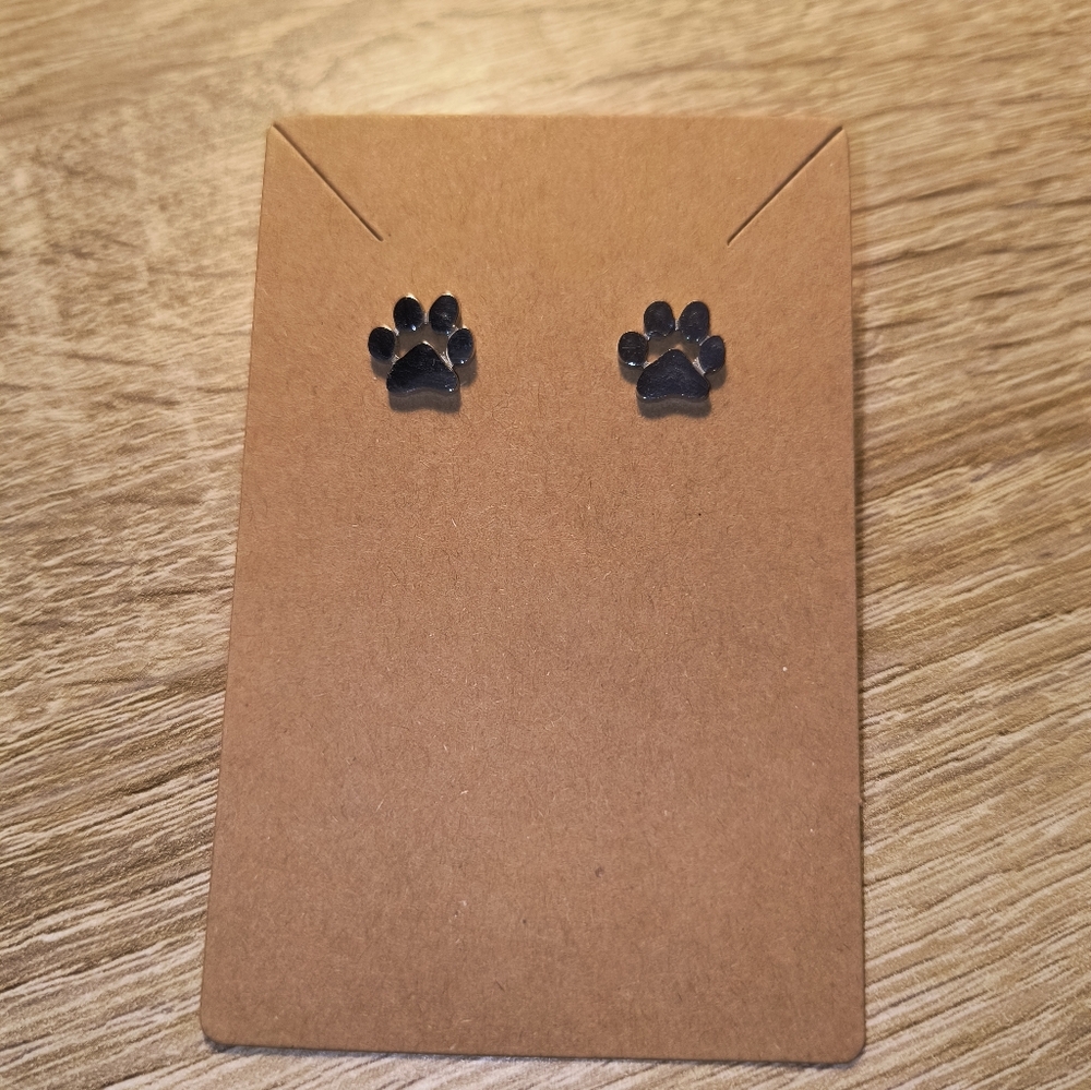 Silver Paw Print Earrings (With Rubber Back Not Pictured)
